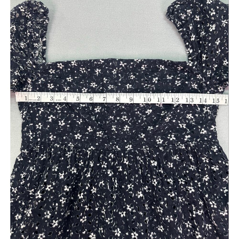 Anthropologie Maeve Lillianne Floral Eyelet Mini Dress Navy Blue Size 6 - Picture 7 of 10
